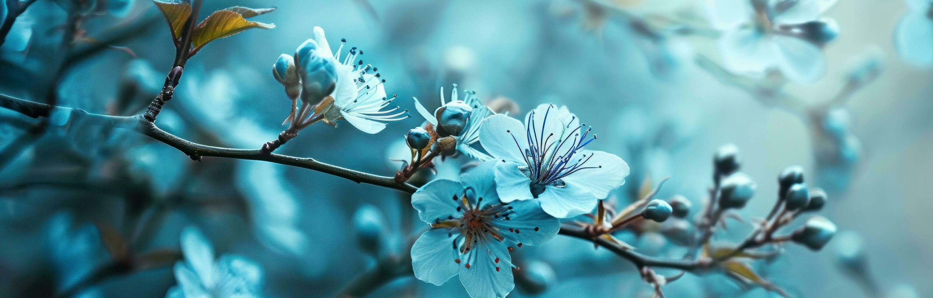 AI generated wallpaper flower branch blue flower photo