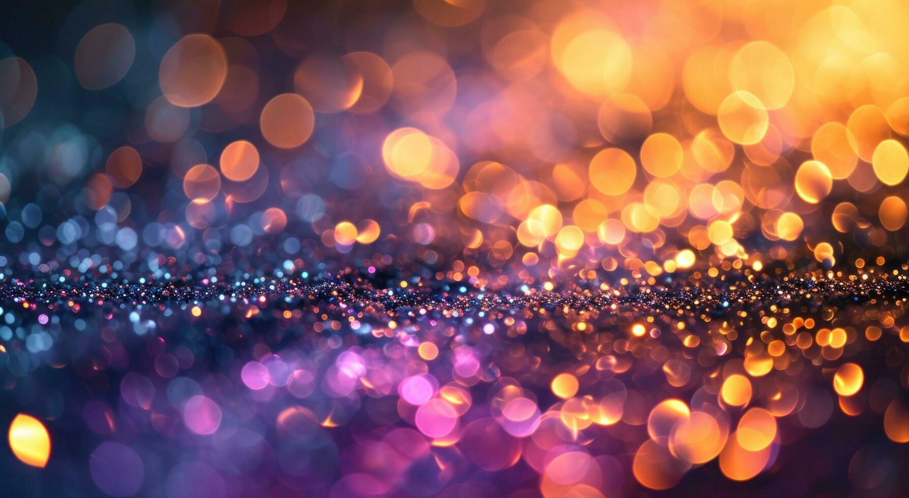 AI generated shiny light background of bokeh reflections and glitter photo