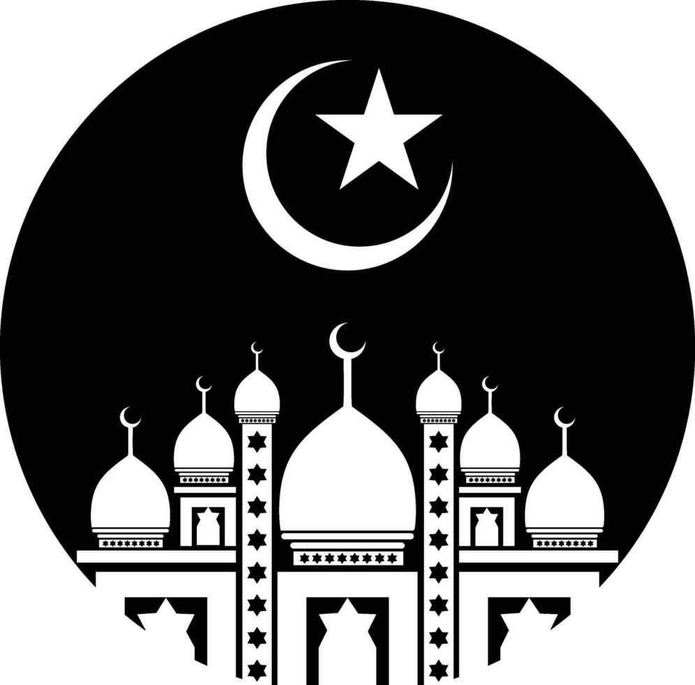 Silhouette mosque illustration vector element