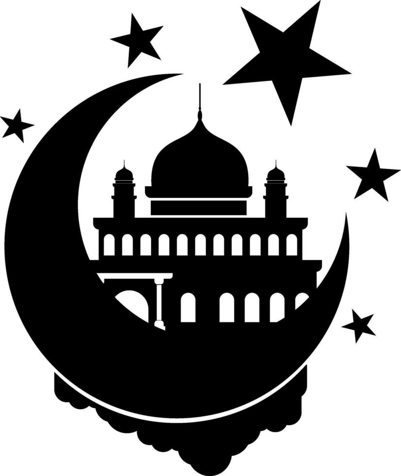 Silhouette mosque illustration vector element