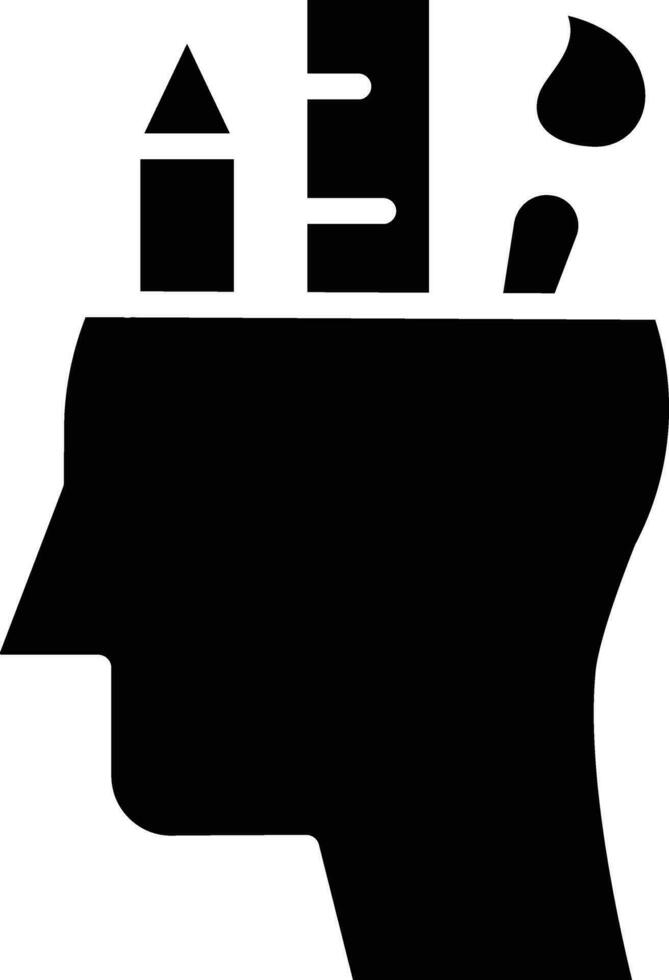 creative thinking head solid and glyph vector illustration