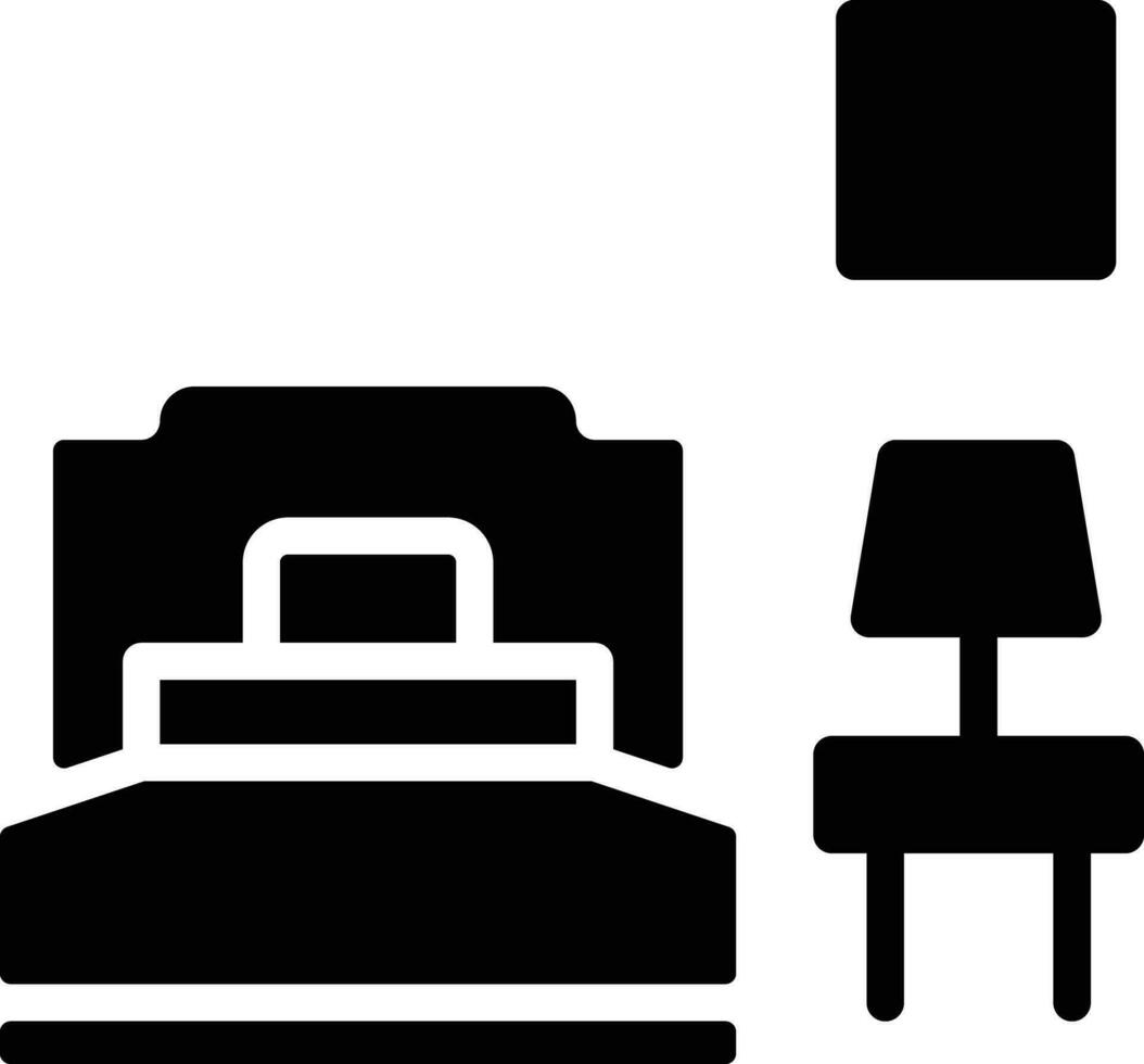 Hotel Room solid and glyph vector illustration