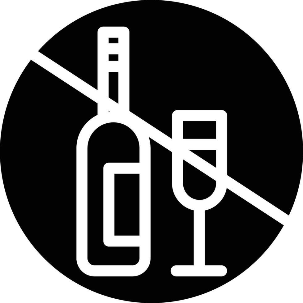No alcohol sólido y glifo vector ilustración