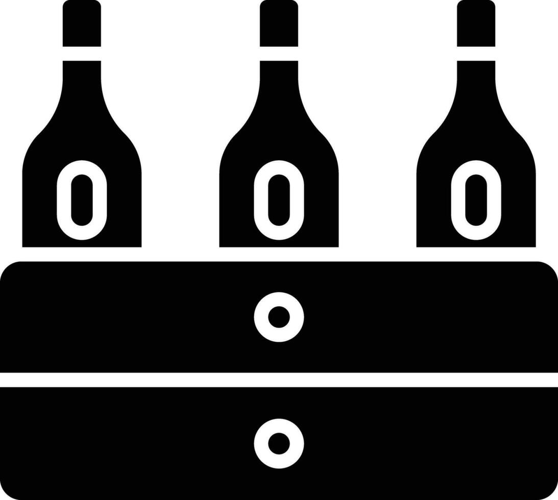 Wine Bottles box solid and glyph vector illustration
