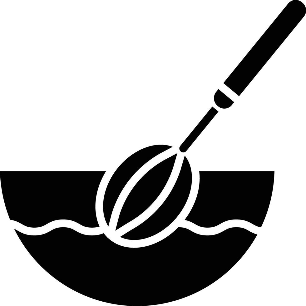 Whisk and bowl solid and glyph icon vector