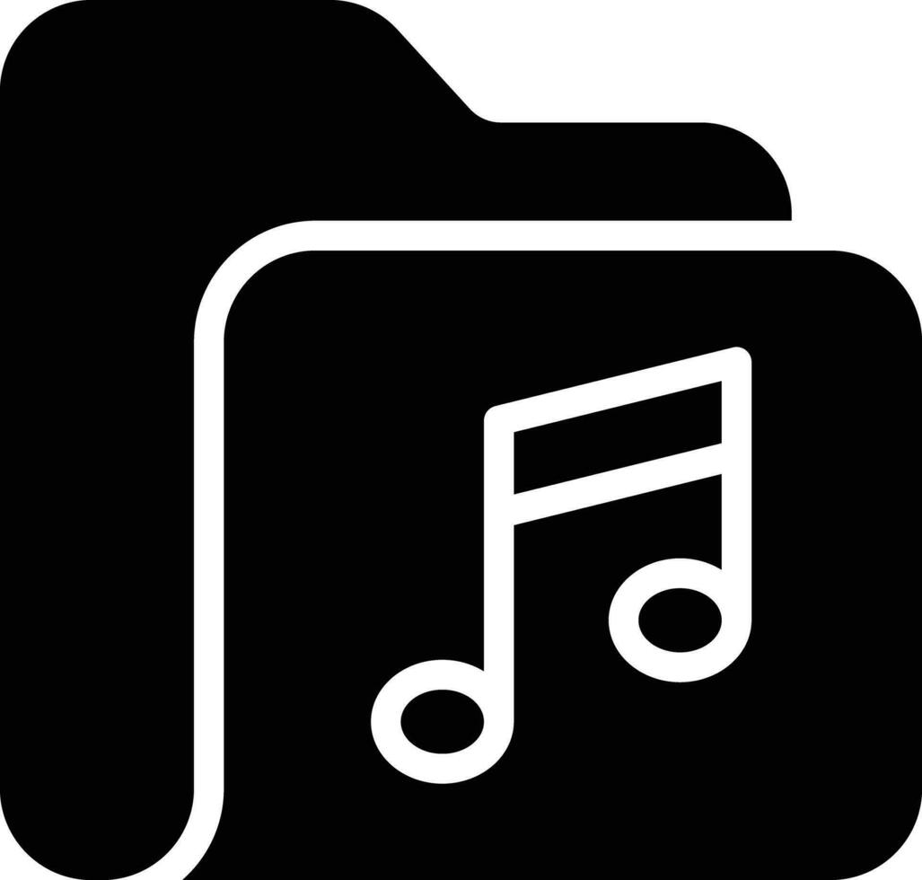 Music Folder solid and glyph vector illustration