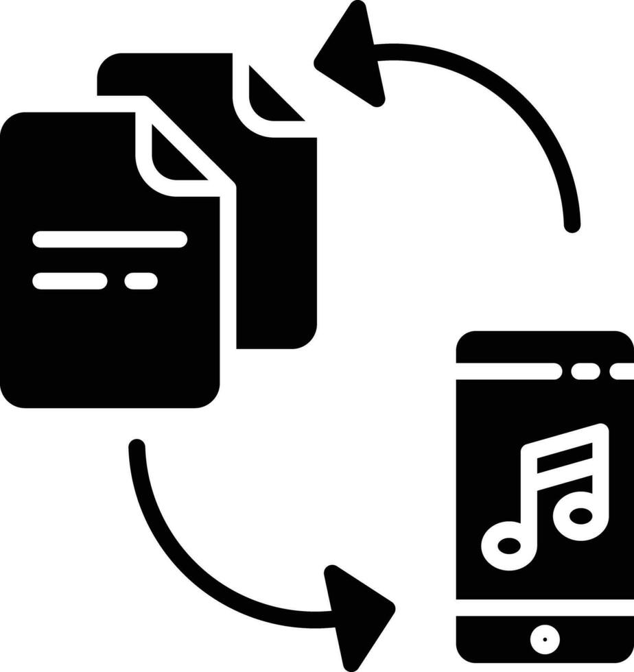 música archivos a teléfono sólido y glifo vector ilustración