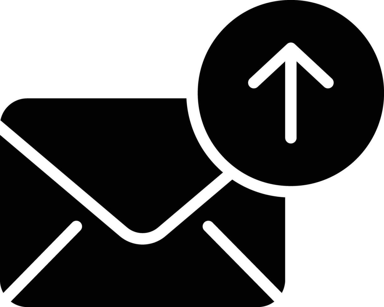 subir correo sólido y glifo vector ilustración