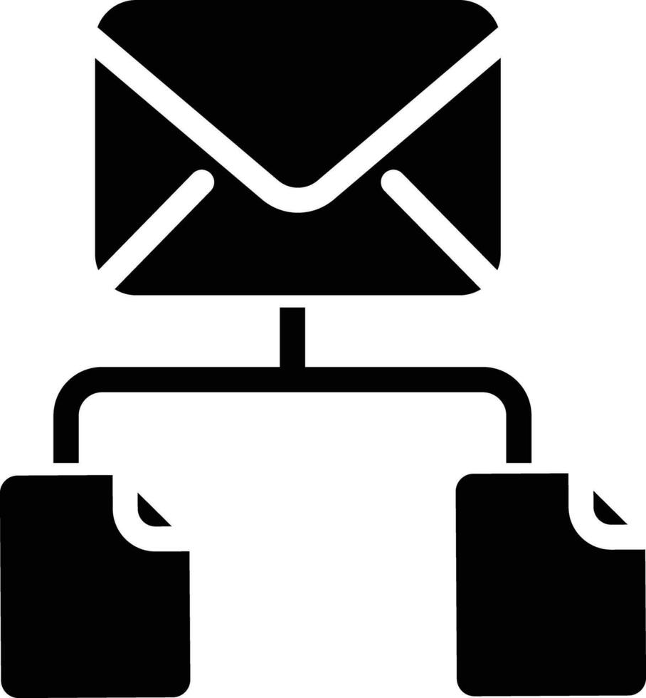 Mail Hierarchy solid and glyph vector illustration