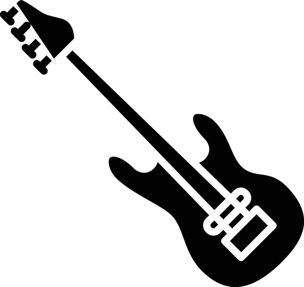 Bass Guitar solid and glyph vector illustration