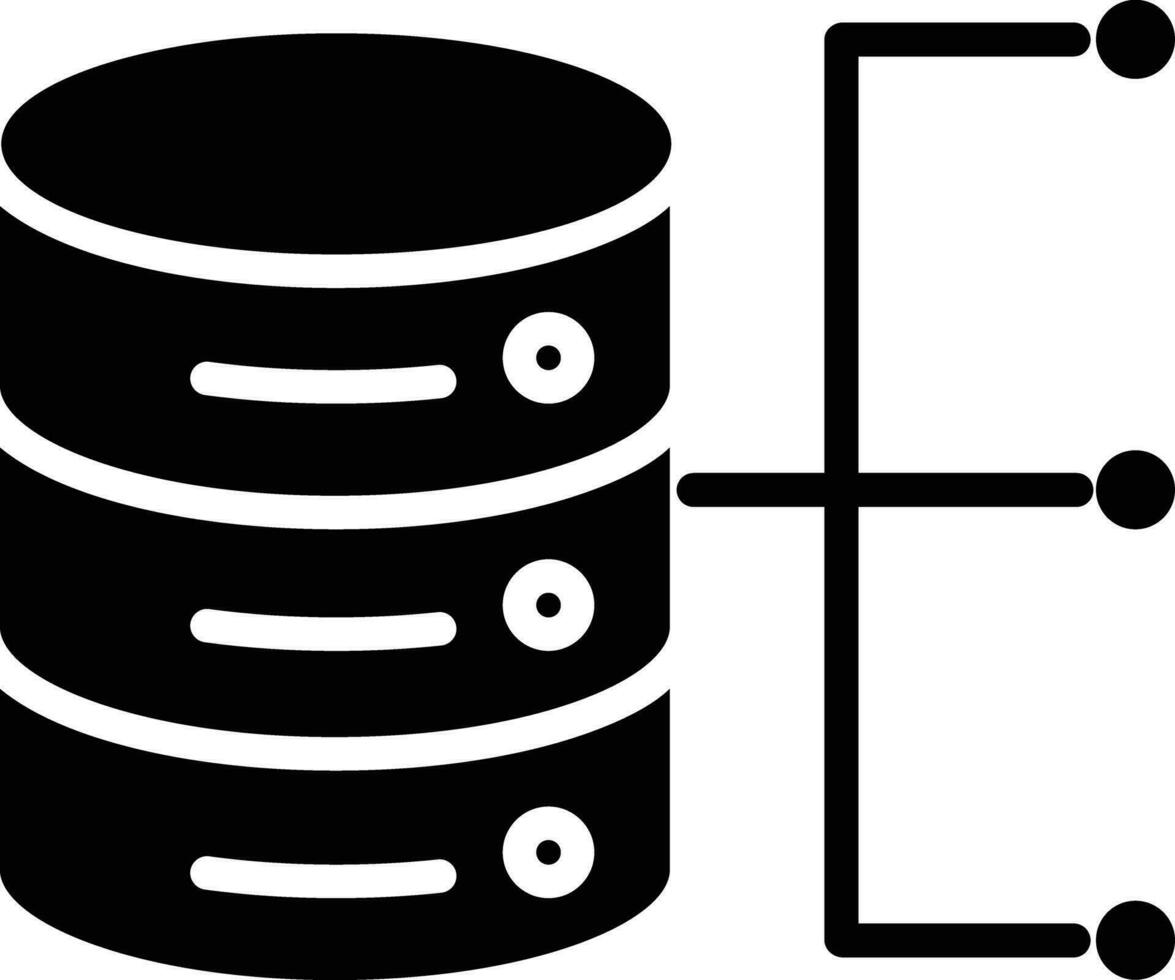 base de datos fluir sólido y glifo vector ilustración