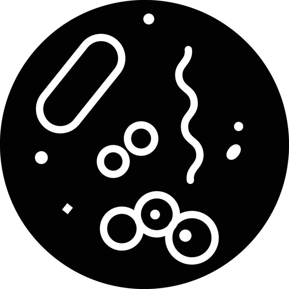 bacterias sólido y glifo vector ilustración