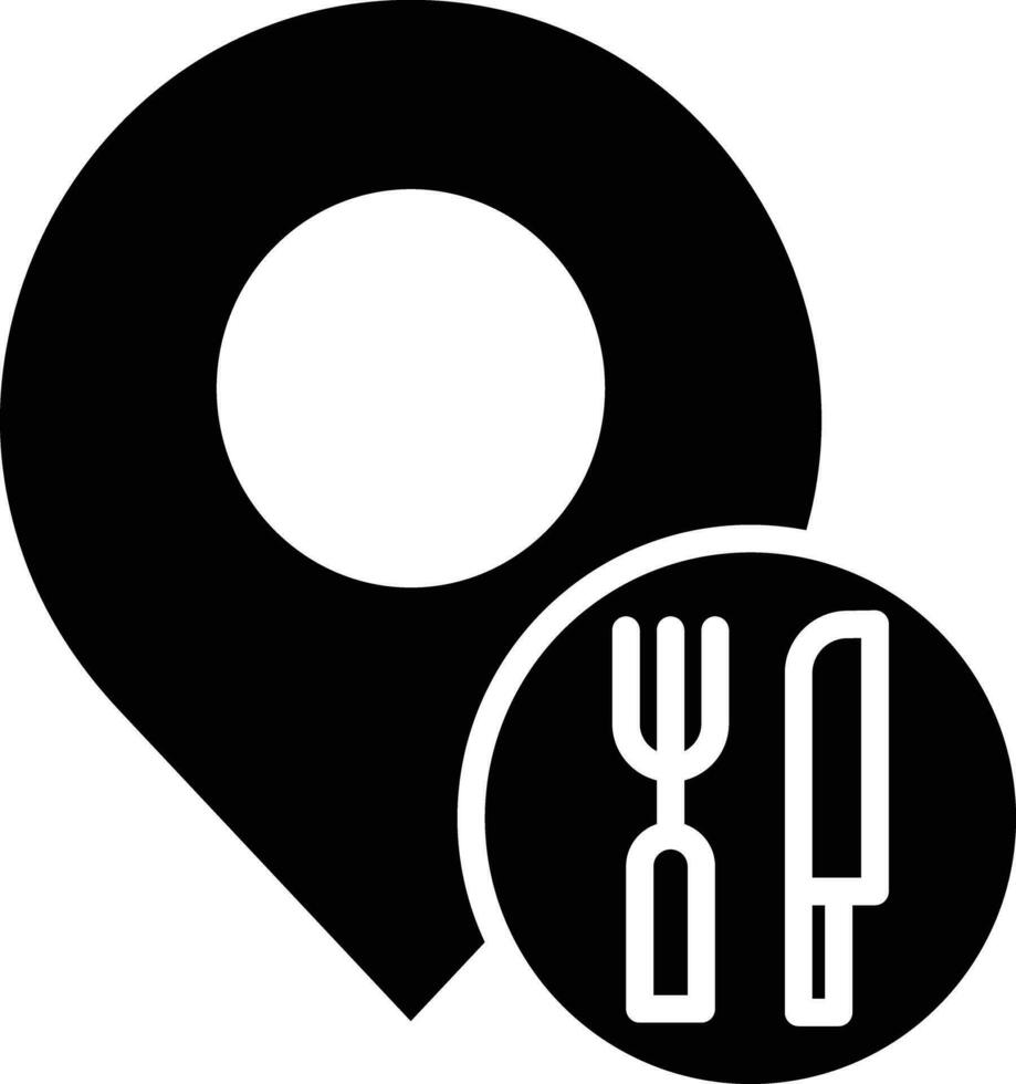 restaurant location solid and glyph vector illustration
