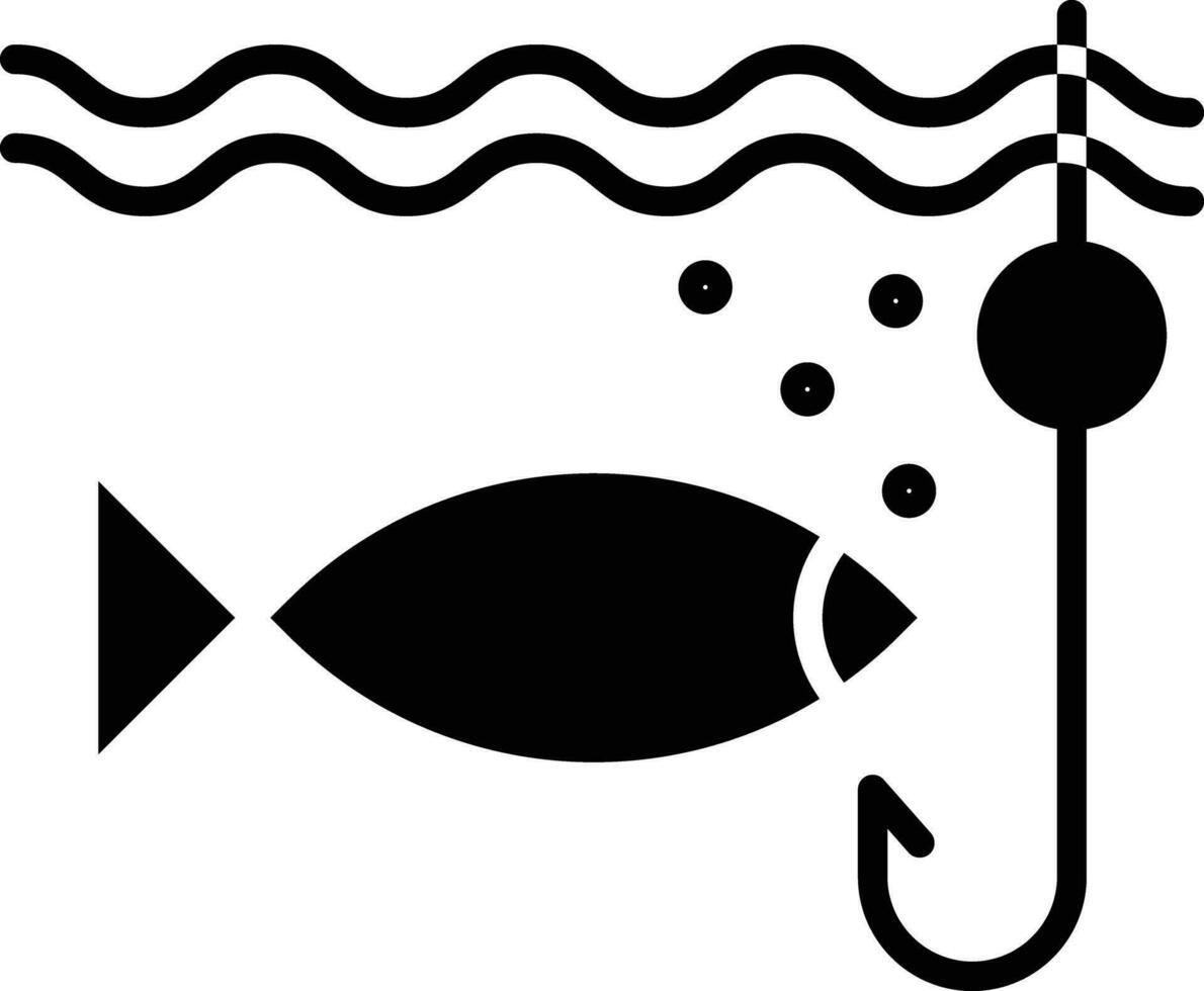 fishing solid and glyph vector illustration