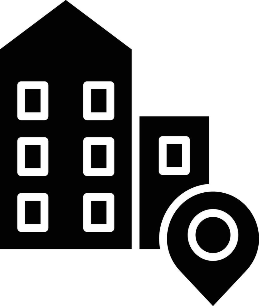 building map solid and glyph vector illustration