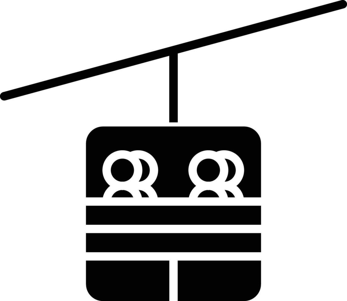 Cable car solid and glyph vector illustration