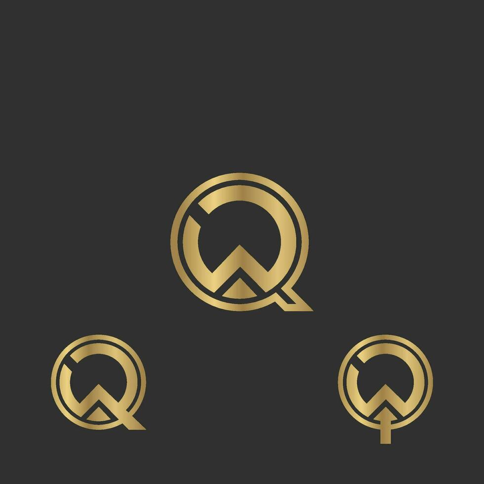 Alphabet Initials logo QW, WQ, W and Q vector