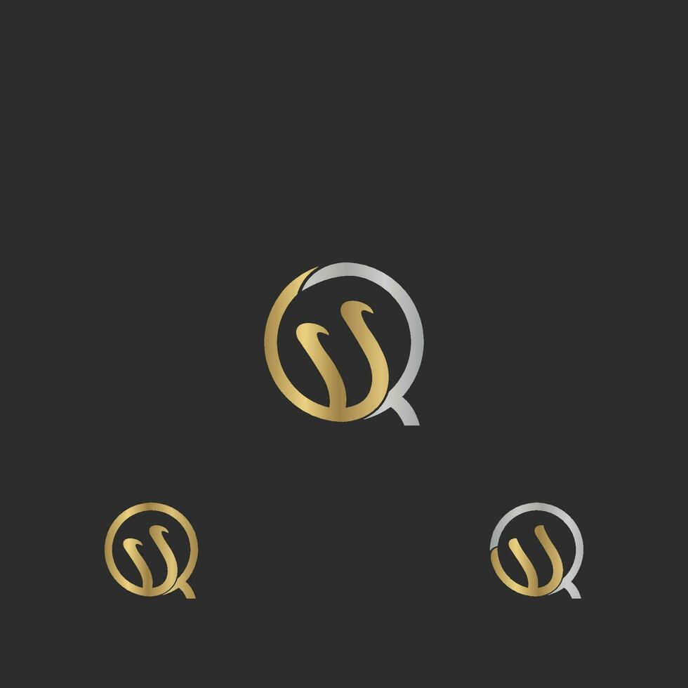 Alphabet Initials logo QW, WQ, W and Q vector