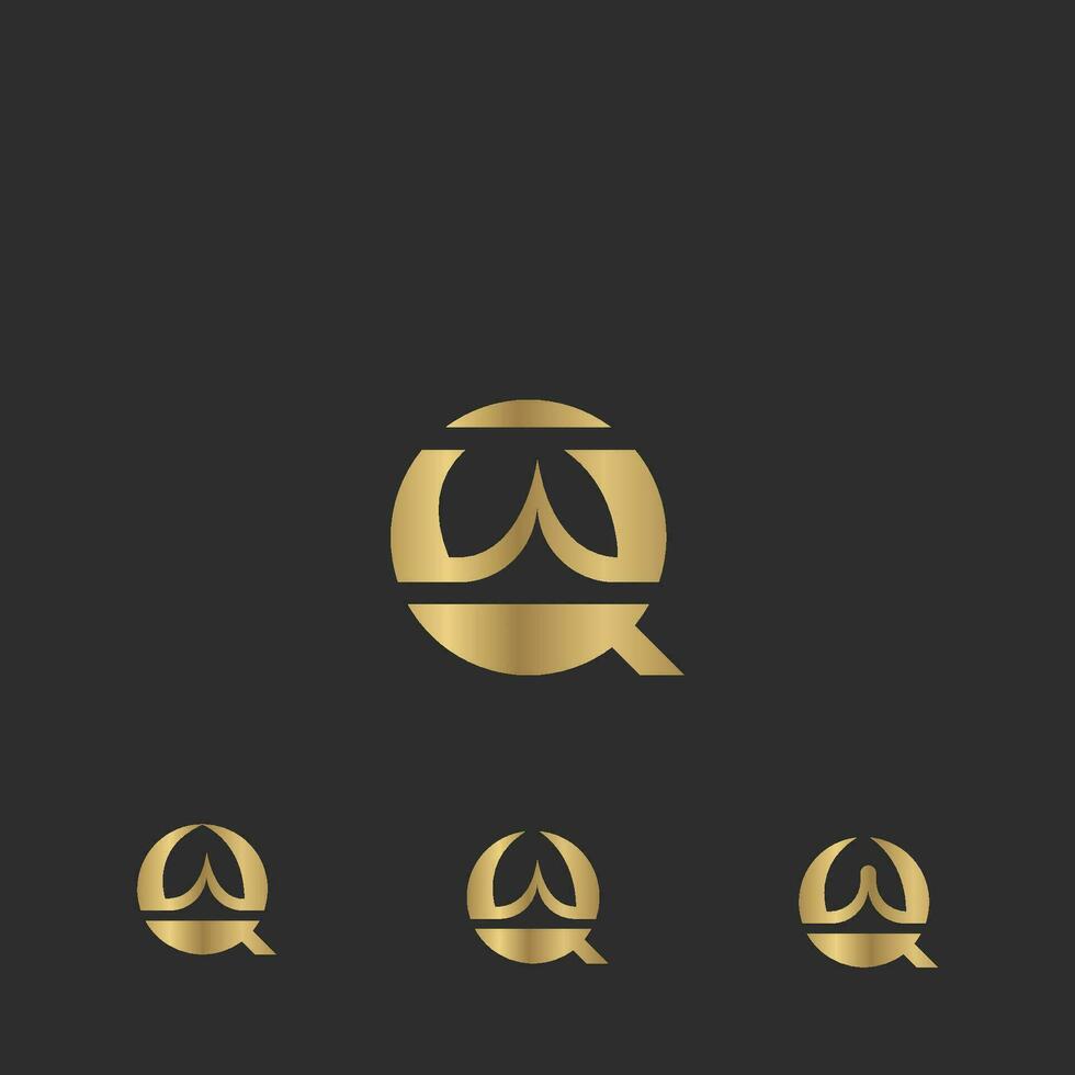 Alphabet Initials logo QW, WQ, W and Q vector