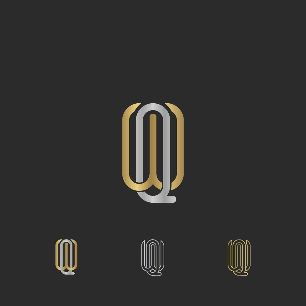 Alphabet Initials logo QW, WQ, W and Q vector