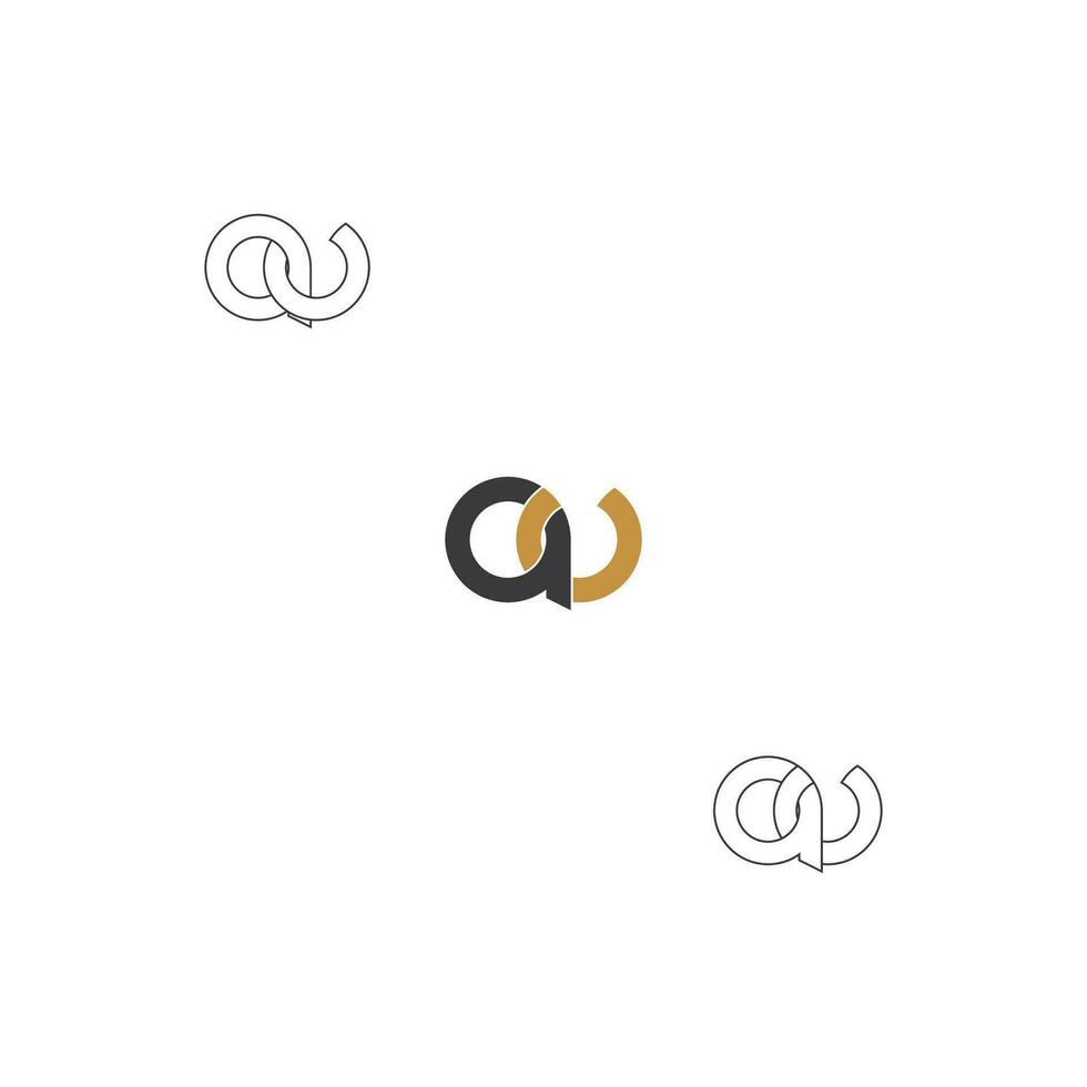 Alphabet Initials logo AU, UA, A and U vector