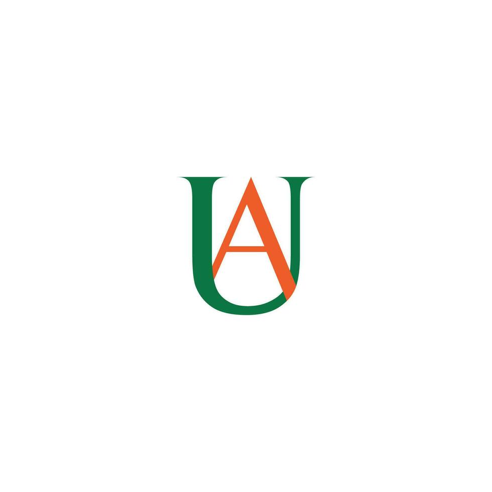 Alphabet Initials logo AU, UA, A and U vector