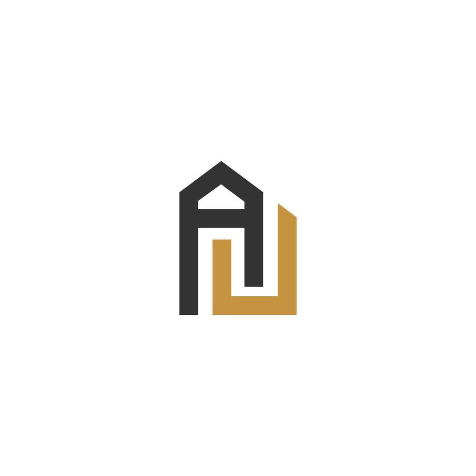 Alphabet Initials logo AU, UA, A and U vector