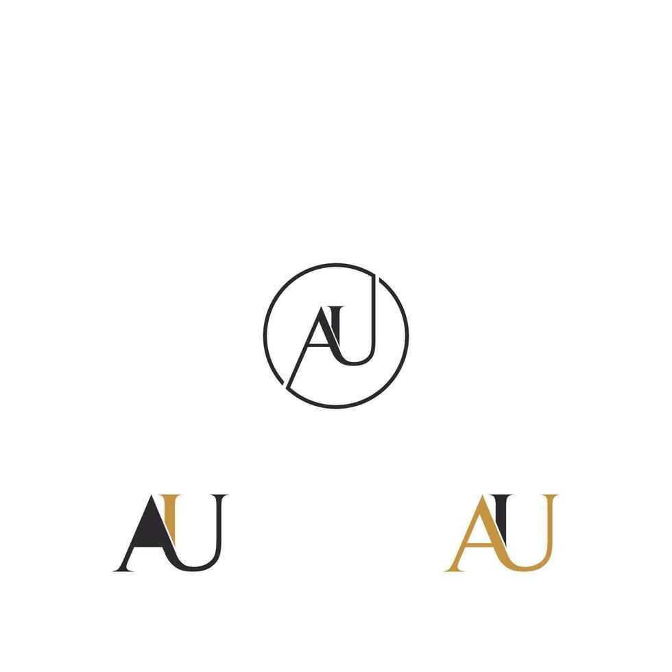 Alphabet Initials logo AU, UA, A and U vector