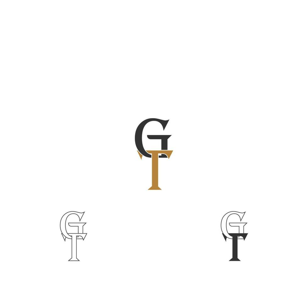 Alphabet letters Initials Monogram logo GT, TG, G and T vector