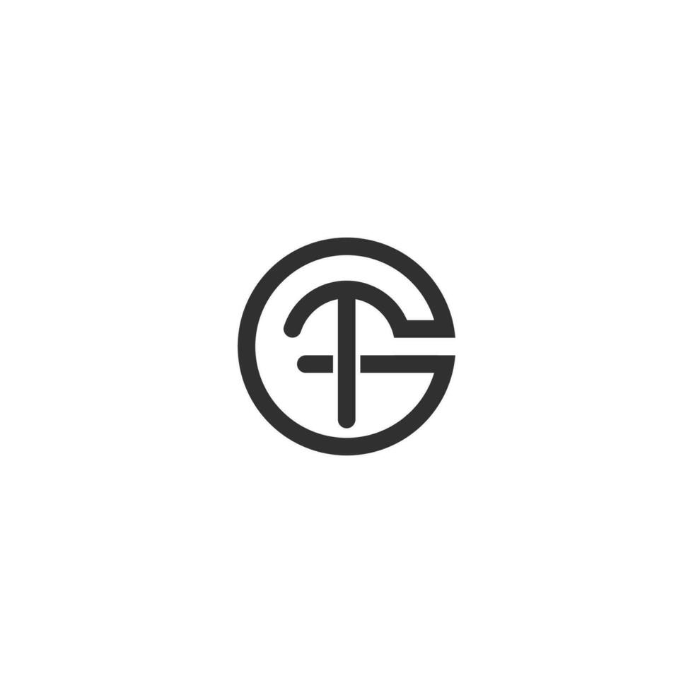 alfabeto letras iniciales monograma logo gt, tg, g y t vector
