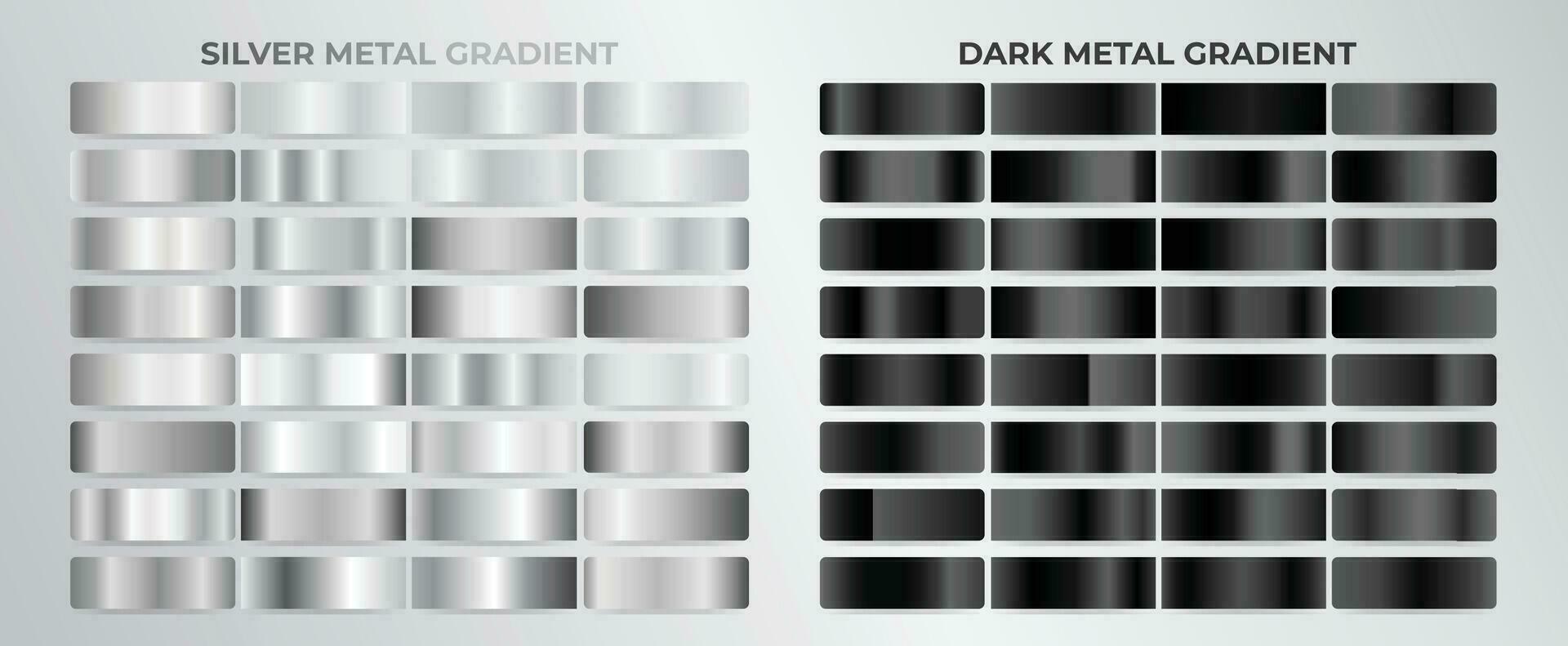 Silver and dark metallic gradients set vector