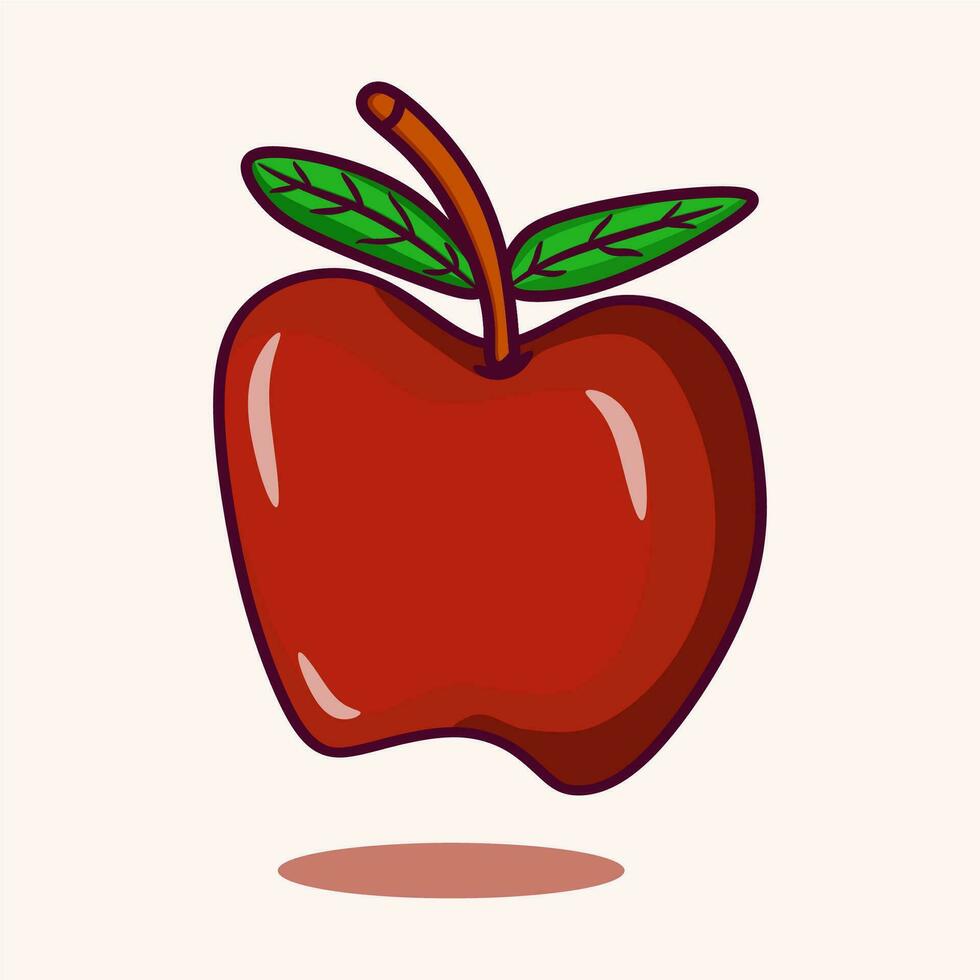 an apple with a green leaf on it vector