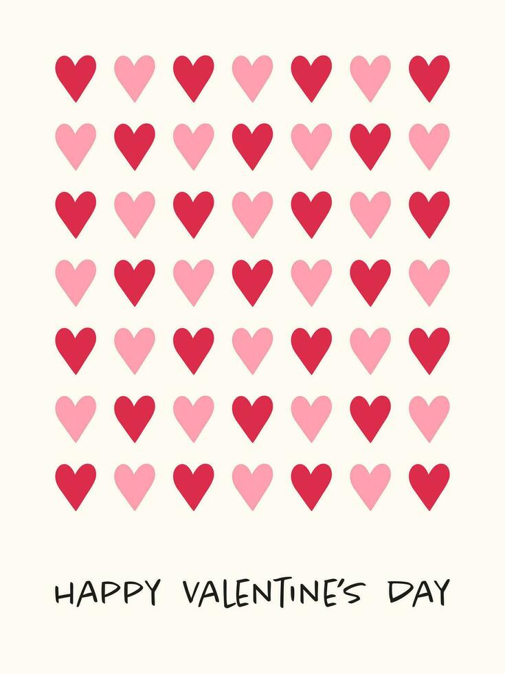 Valentine's day greeting card. Simple design with hand drawn heart. vector