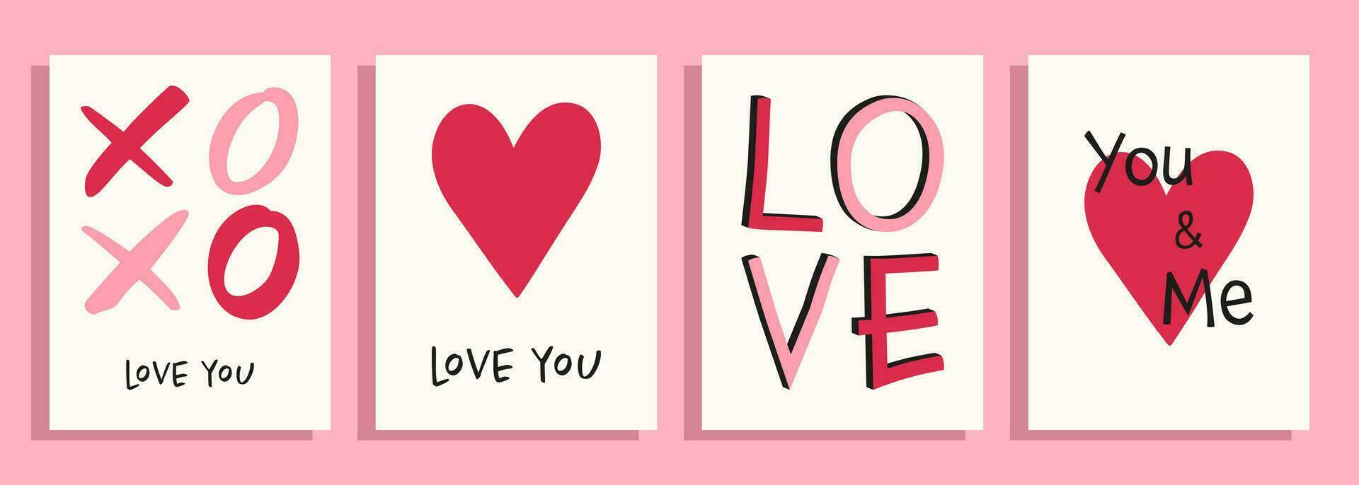 Valentine's day greeting cards set. vector