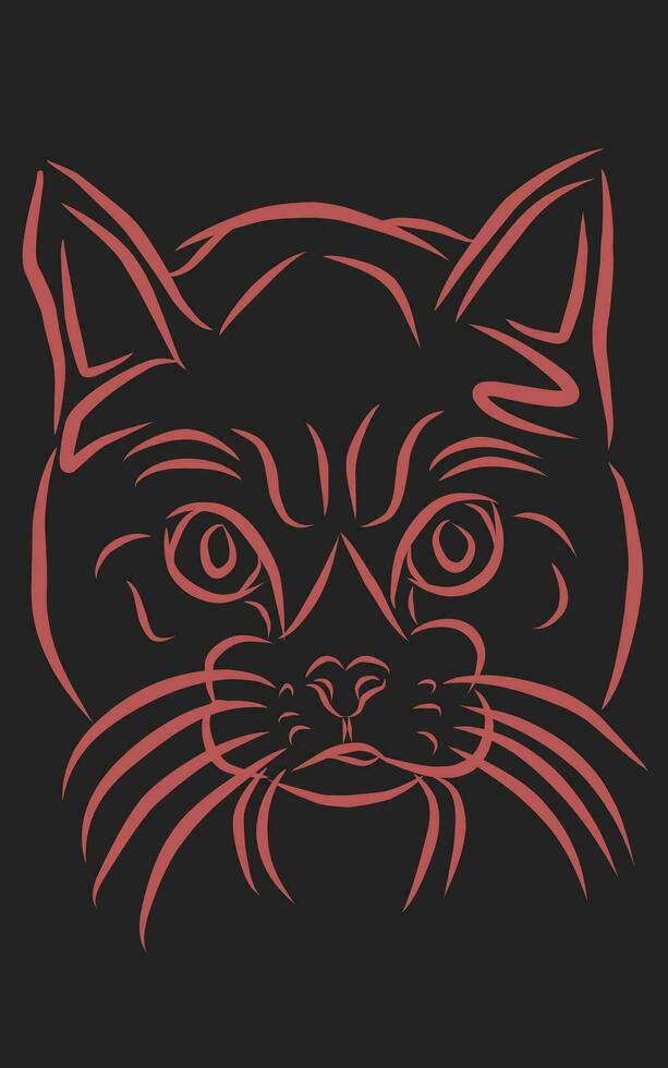 scary line art face of cats ilustration vector