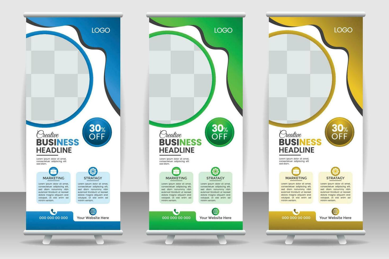 Corporate roll up banner or rack card design template vector