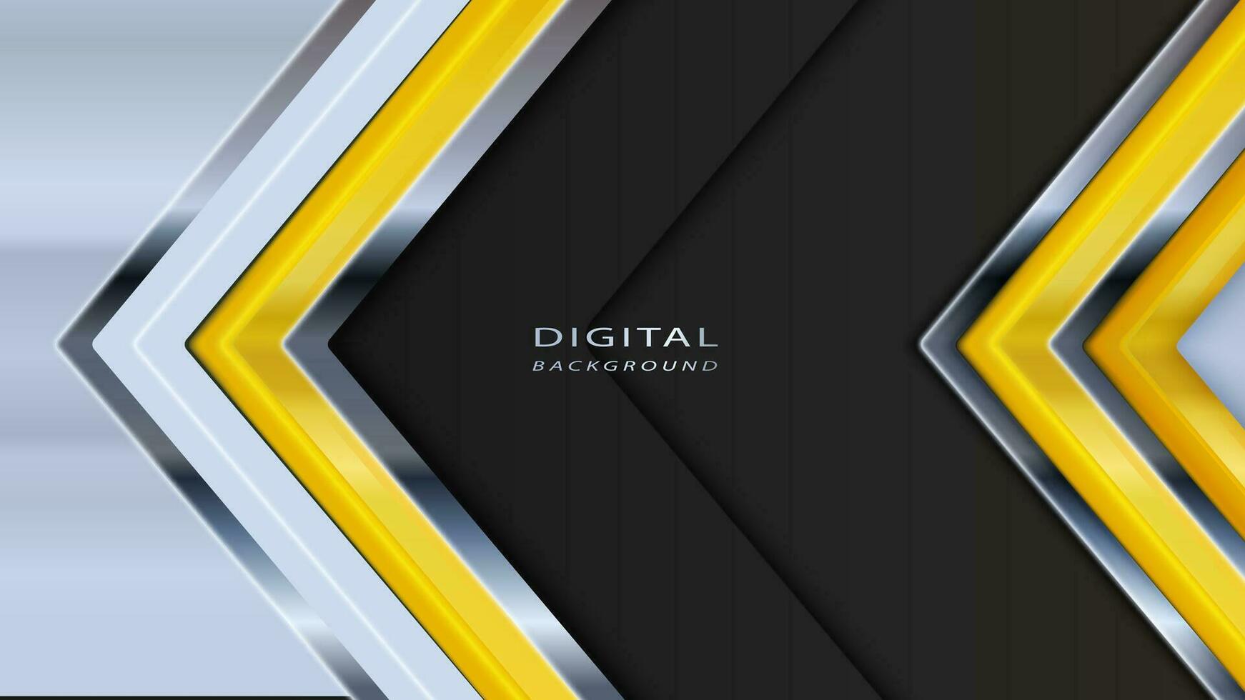 yellow gradient 3d shape arrow black background vector