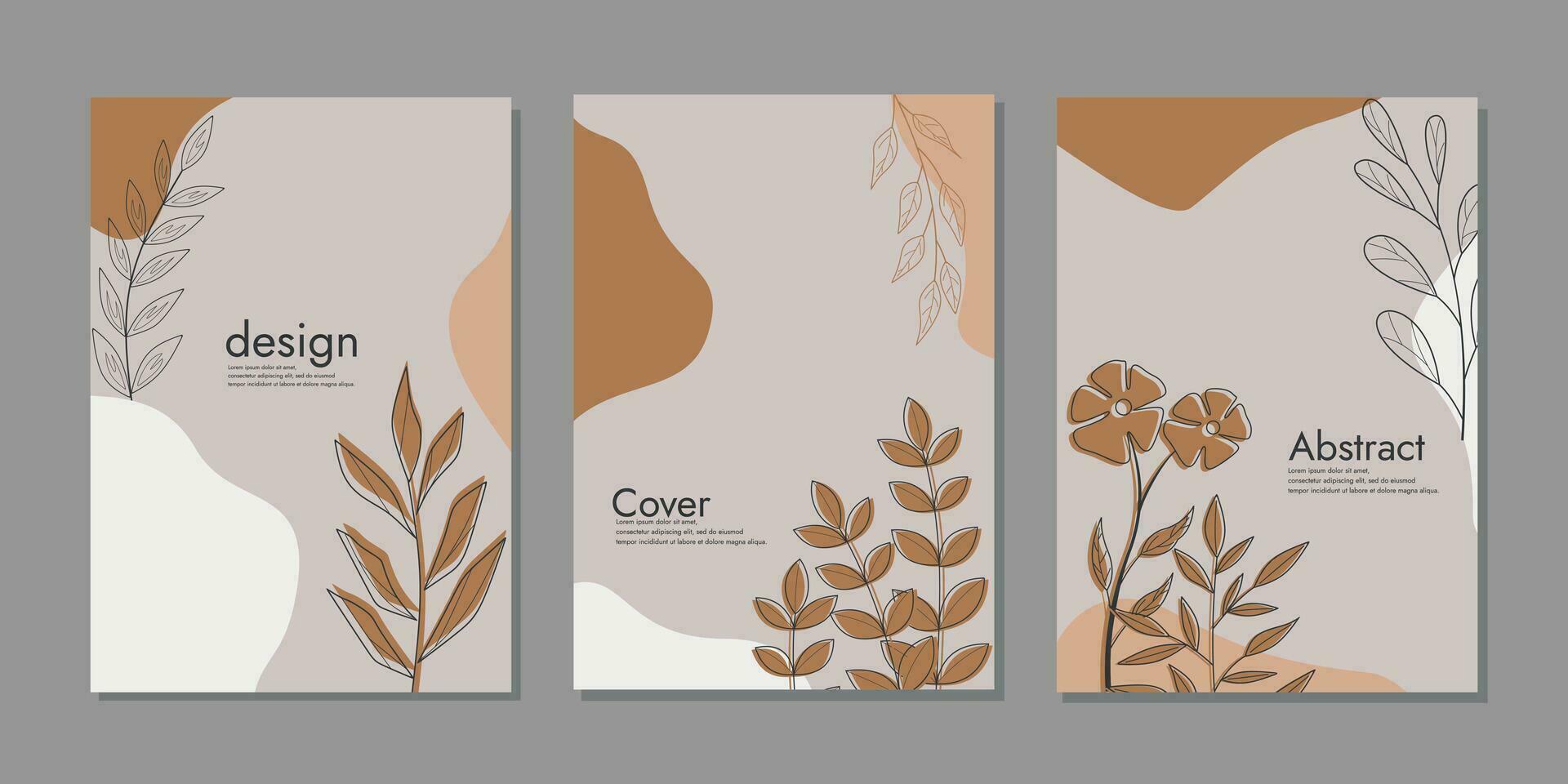 Botanical cover vector set. Hand drawn template leaves and line art background for paper, Foliage line art drawing with abstract shape. Art design for print, cover, wallpaper, natural wall art.