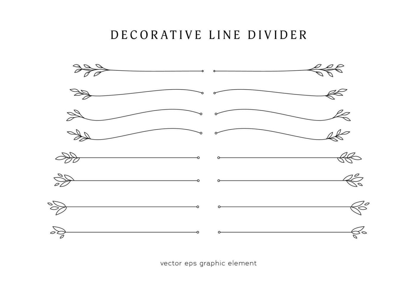 naturaleza hojas línea divisor para texto diseño separador decoración vector elemento conjunto