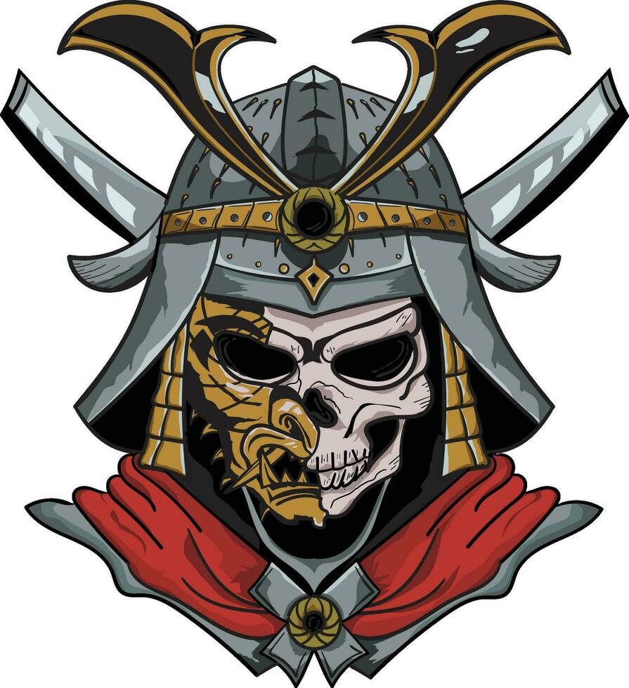 Skull samurai vector illustration for t-shirt design