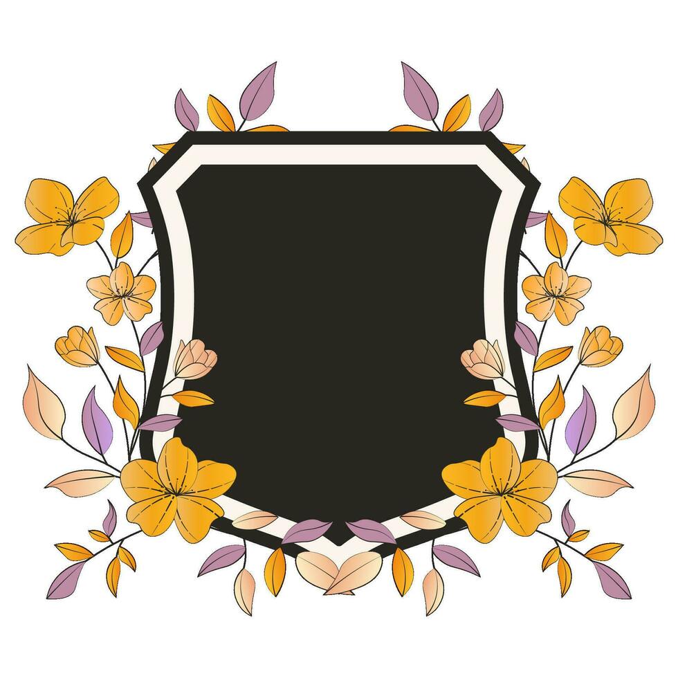 Wedding Crest with flower wreath vector