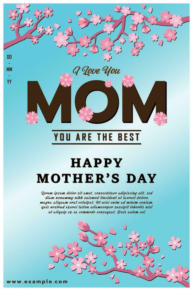 I love you mom happy mother's day greeting card design illustration vector
