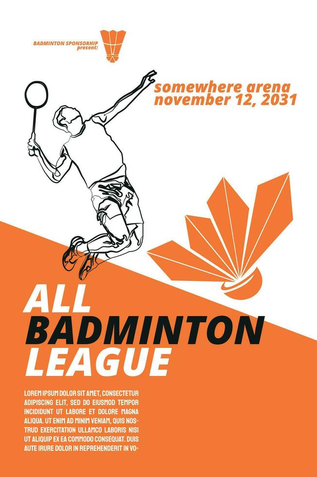 Badminton championship poster, for sport event vector