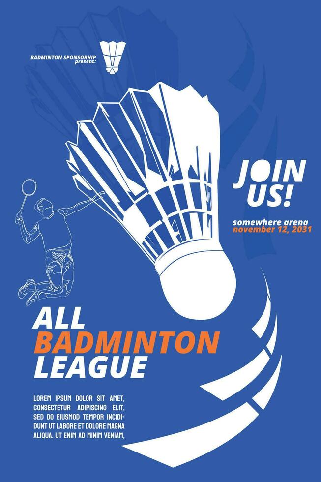 bádminton póster campeonato, deporte evento vector