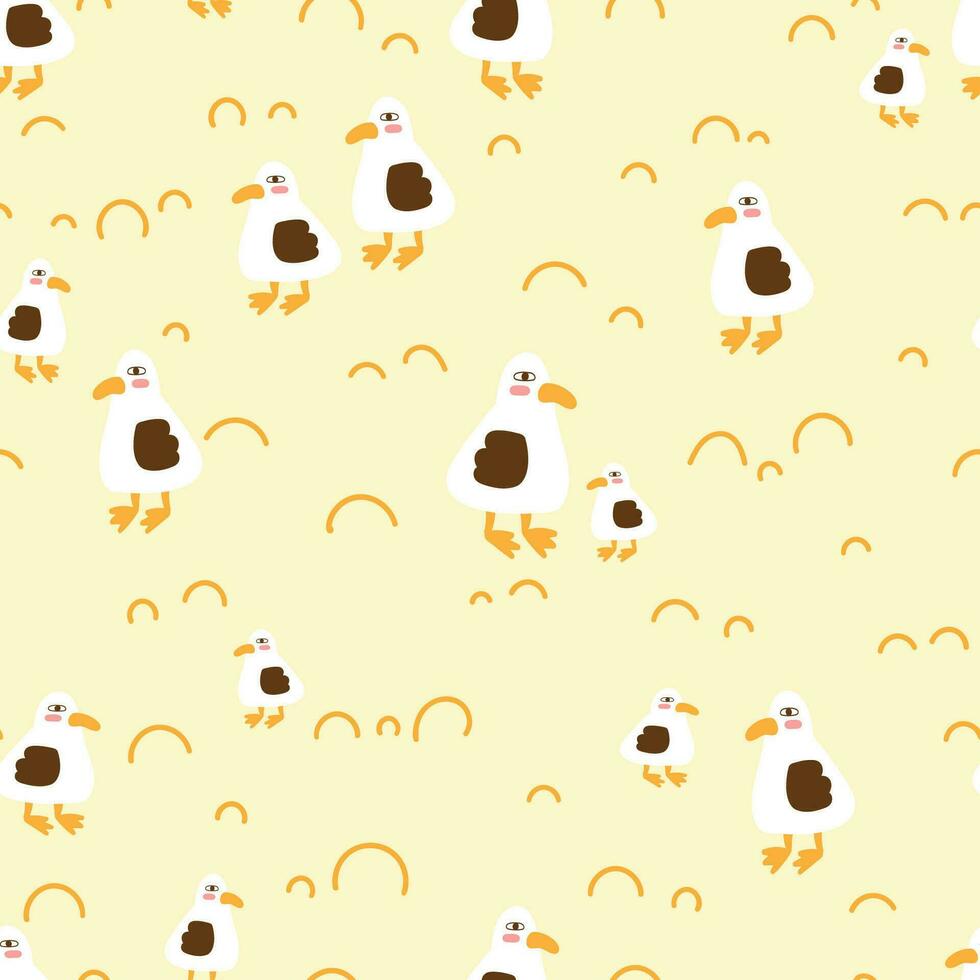Seagull vector seamless pattern