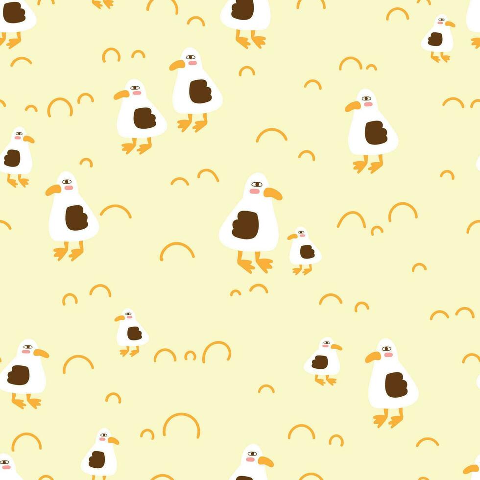 Seagull vector seamless pattern