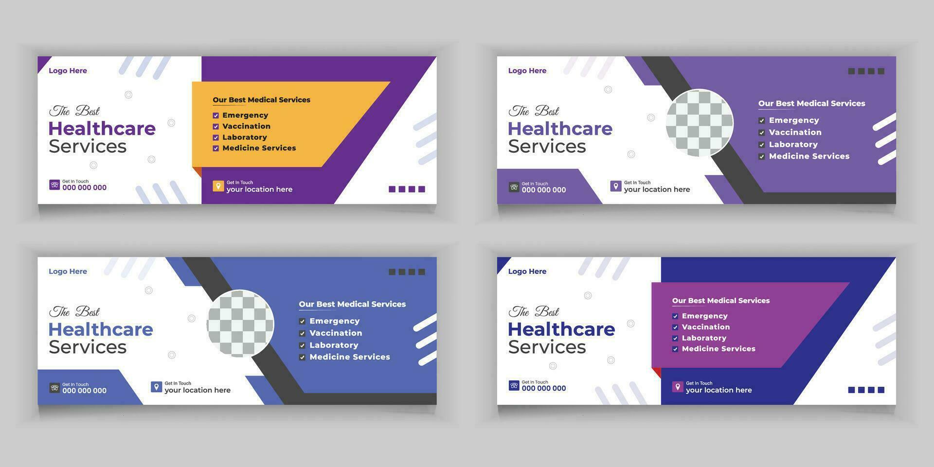 Bundle Medical Healthcare, Web Banner Cover Design, Template Design For Social Media Posts Set vector