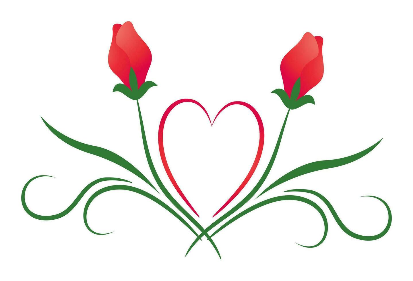 Heart With Two Rose Buds vector