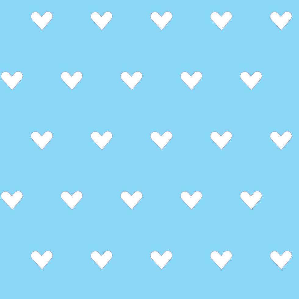 Little White Hearts Pattern On Blue Background vector