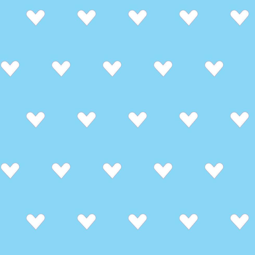 Little White Hearts Pattern On Blue Background vector